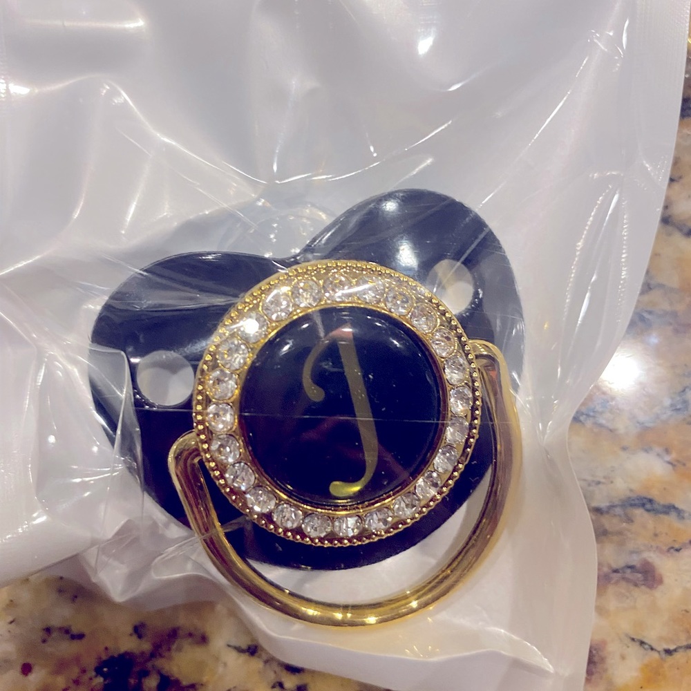 Monogram Gold/Blinged Pacifier “J”